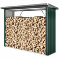 MIDUODUO-Abri à Bois Extérieur en Acier Galvanisé  213 cm Vert