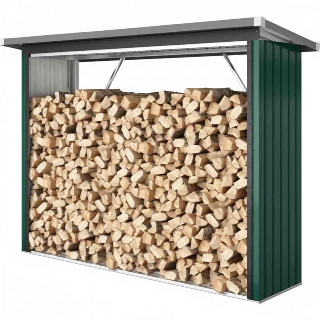 MIDUODUO-Abri à Bois Extérieur en Acier Galvanisé  213 cm Vert