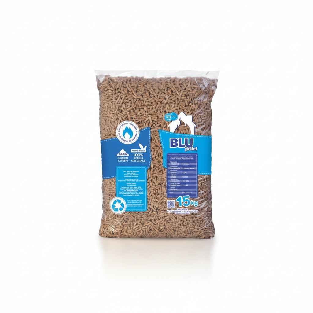 BLU PELLET-Granulés de Bois 100 % Épicéa – ENplus A1 – Palette 72 Sacs 1080 kg
