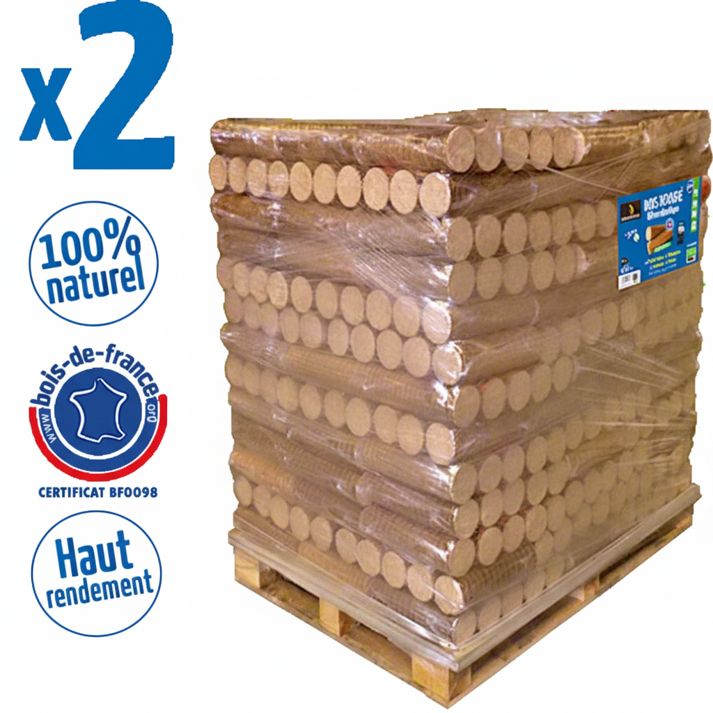WOODSTOCK-Bois Densifié Palette 208 Packs de 5 Bûches – Haut Pouvoir Calorifique