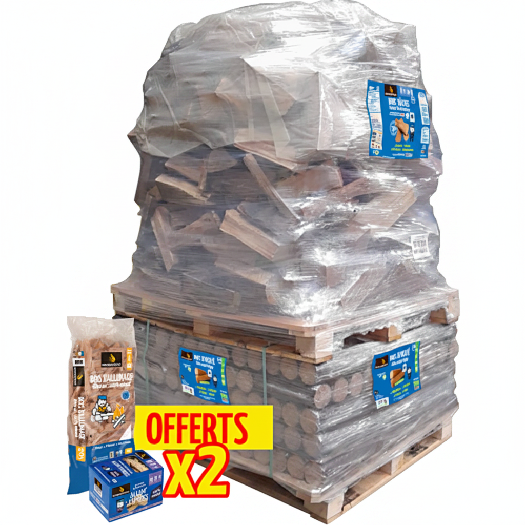 Découverte WOODSTOCK-Lot de 3 Packs  – Bois de Chauffage 30 cm + Bûches Densifiées + Allumage Offert