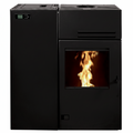 BRONPI-Poêle Mixte Bois et Granulés  10 kW Hybride Noir – WiFi en Option