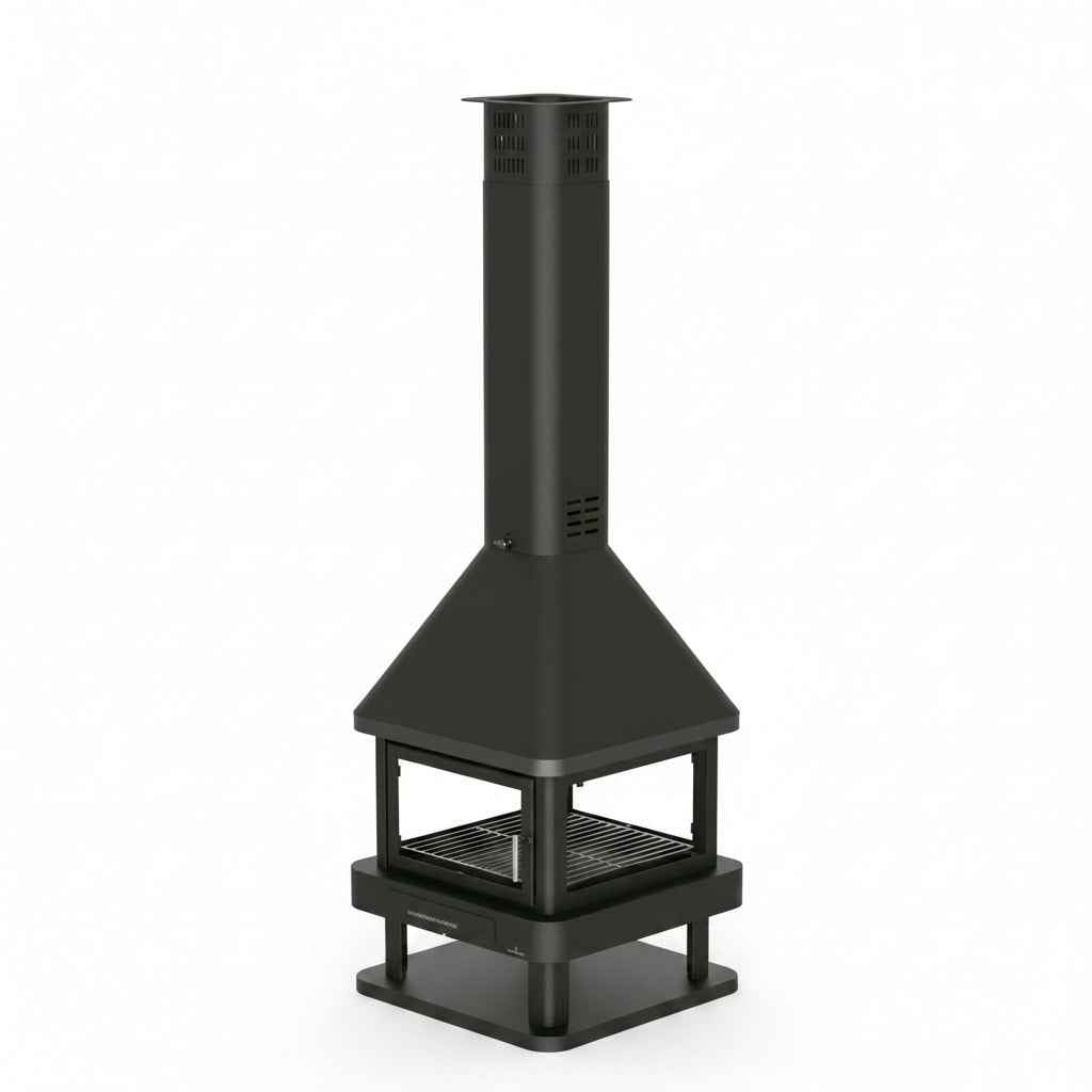 BRONPI Huelva-Poêle à Bois Central  15 kW 4 Vitres A+