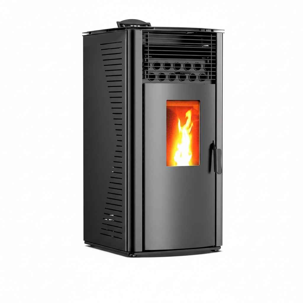 THUNDER-Poêle à Granulés  Garen Black 15 kW Wi-Fi avec Kit de Raccordement – A+