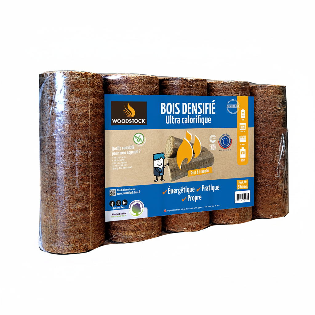 WOODSTOCK-Lot de 3 Palettes WOODSTOCK Bois Densifié – 312 Packs de 5 Bûches (3012 kg)