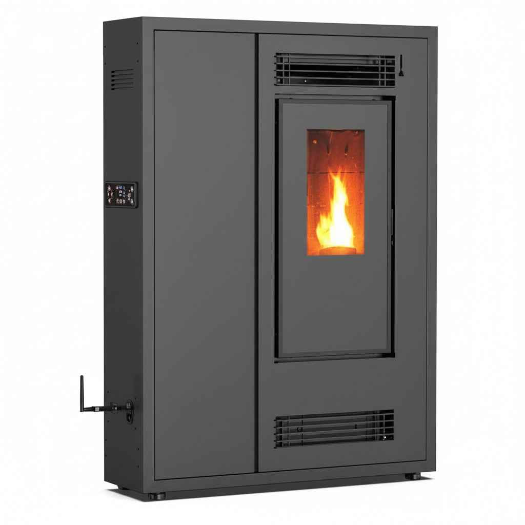 THUNDER-Poêle à Granulés  Aria Black 12 kW Wi-Fi – Kit de Raccordement Inclus – A+