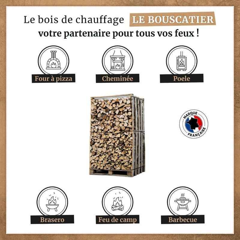 LE BOUSCATIER-Bois de Chauffage Chêne et Feuillus Secs 30 cm 3 Stères