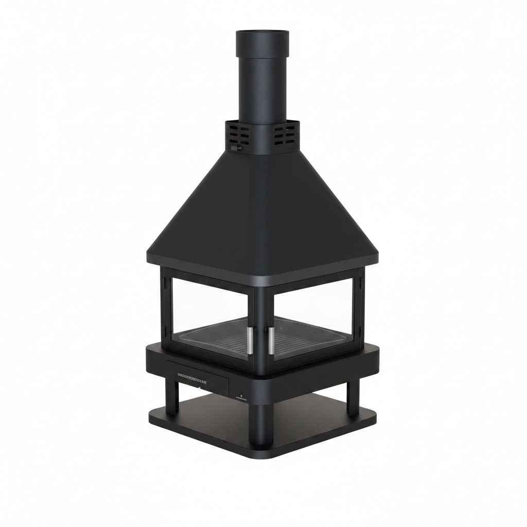 BRONPI Huelva-Poêle à Bois Central  15 kW 4 Vitres A+