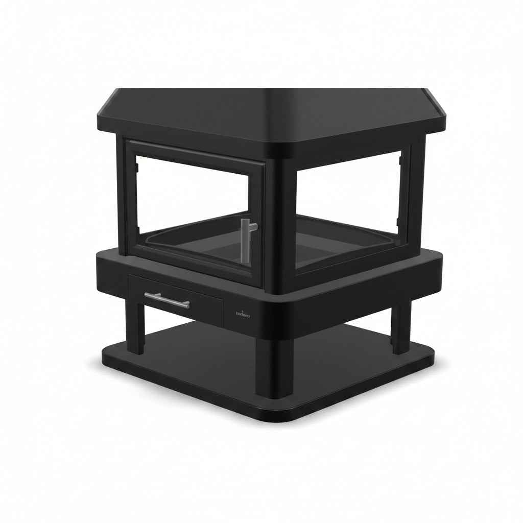 BRONPI Huelva-Poêle à Bois Central  15 kW 4 Vitres A+